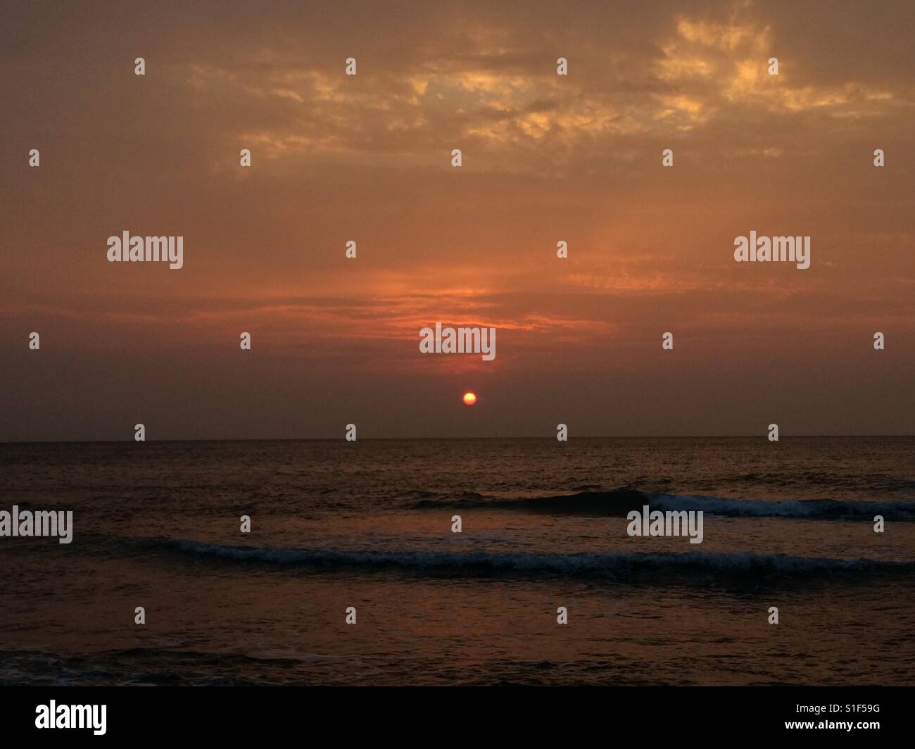 Sea sunrise in Mamaia, Romania. Stock Photo