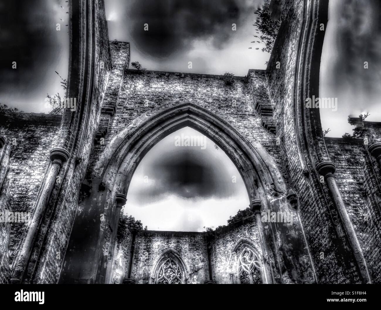 Ruins in Nunhead  cemetery. - Smartphone Captured Stock Image