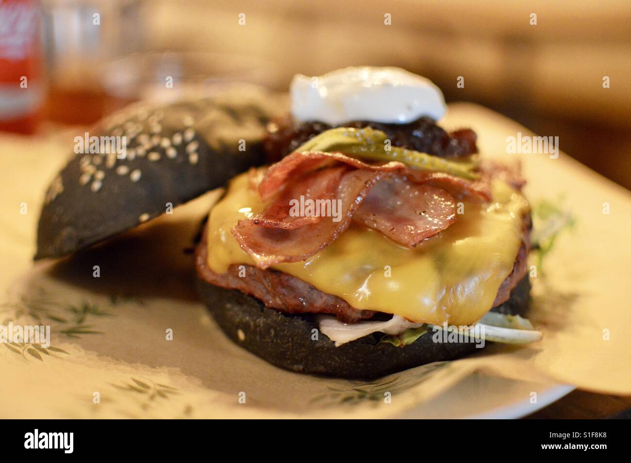 Bacon cheese burger Stock Photo - Alamy