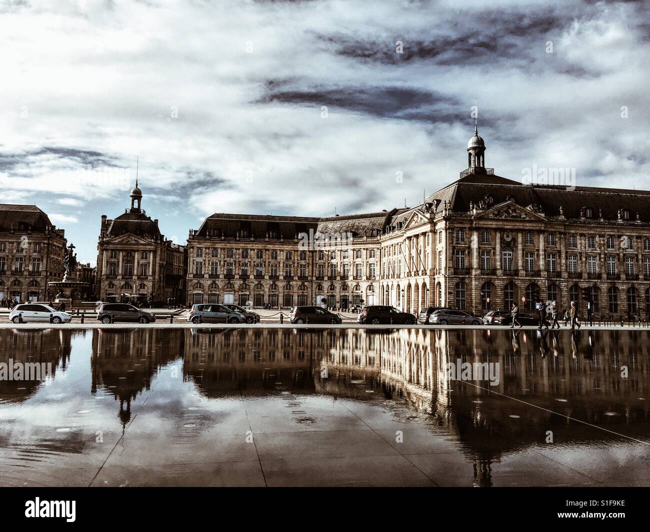 Water mirror in Bordeaux, France Stock Photo