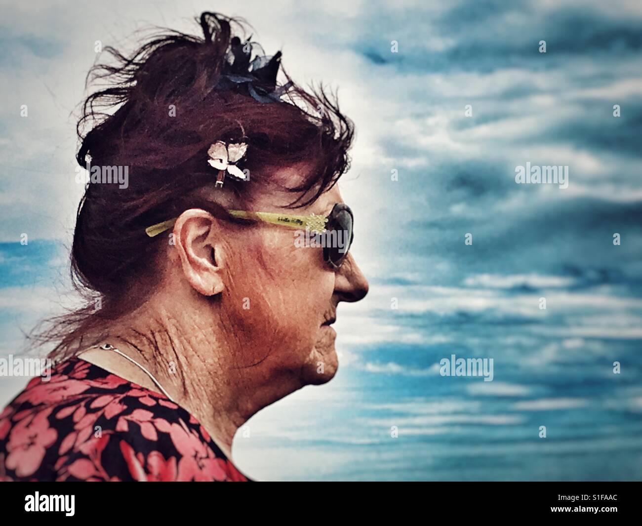 Elderly lady - Smartphone Captured Stock Image