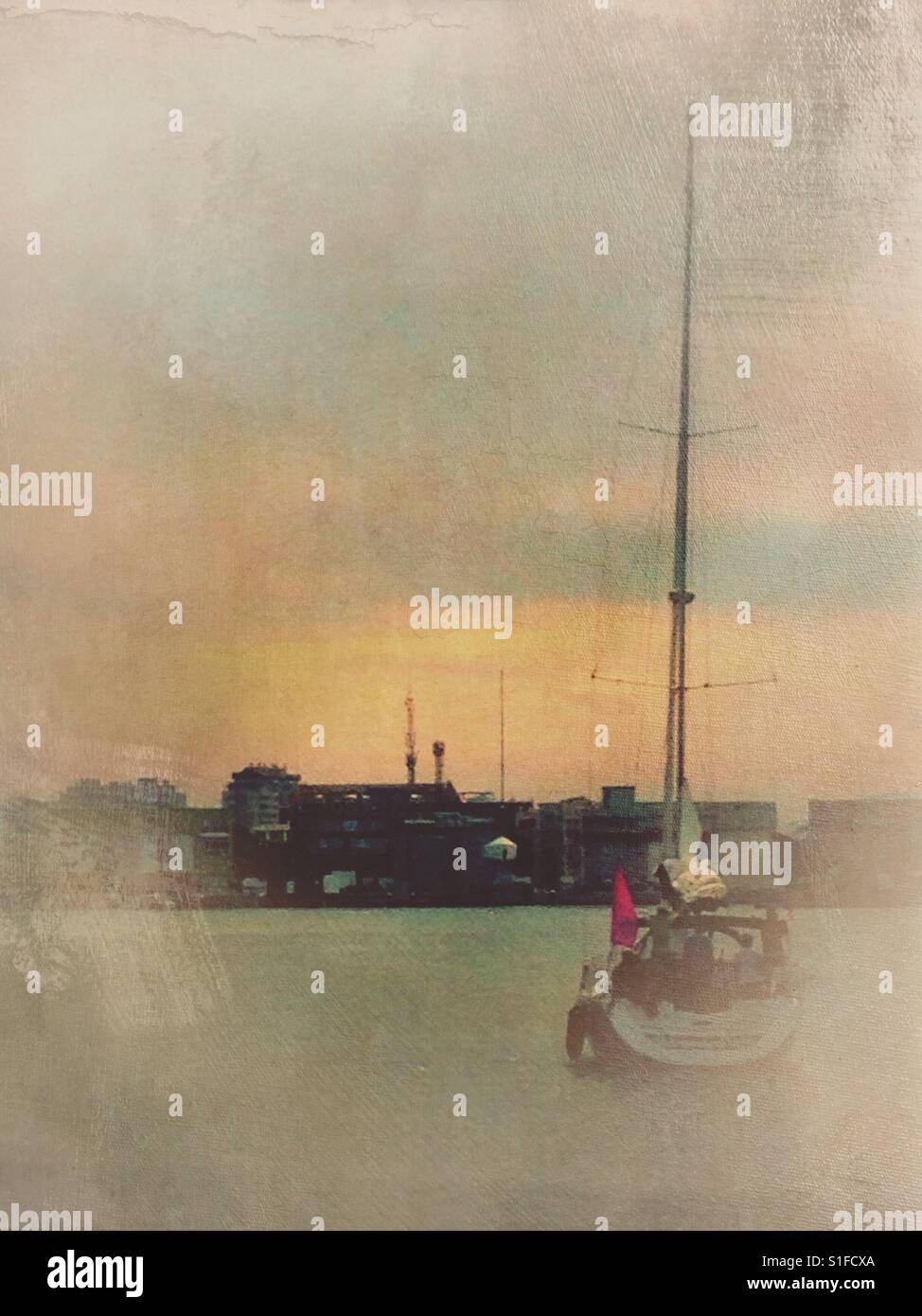 A sailing boat in Valencia marina. - Smartphone Captured Stock Image