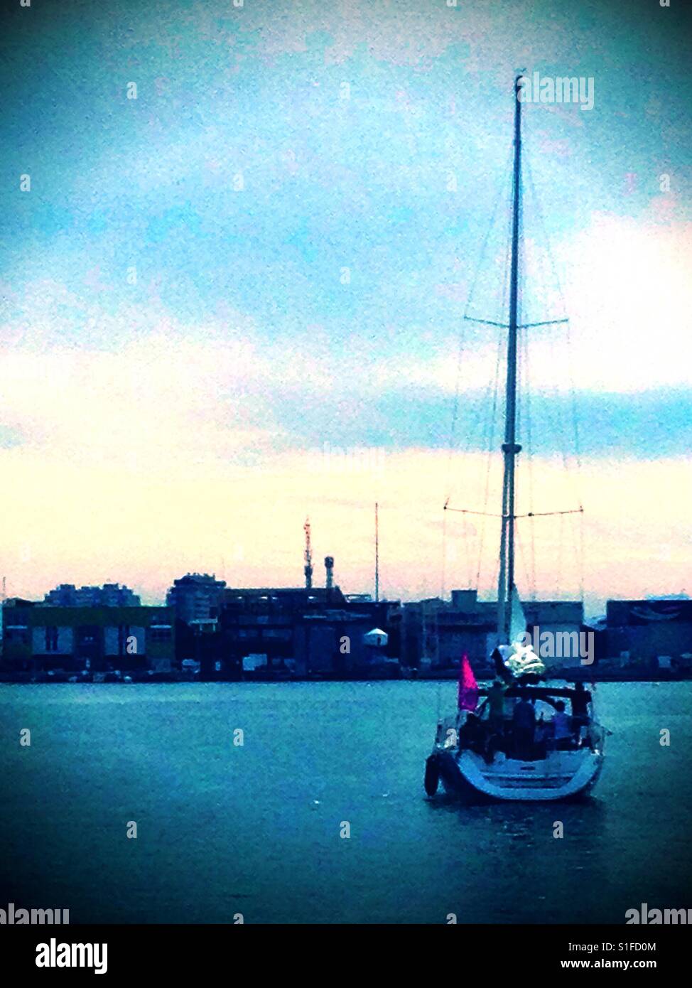 A sailing boat in Valencia marina. - Smartphone Captured Stock Image