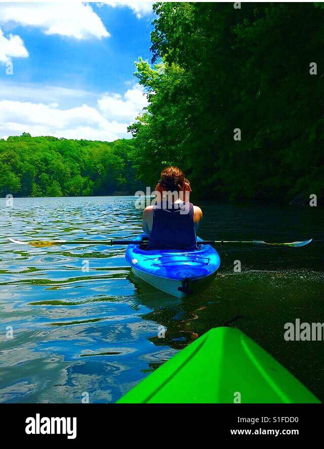 Kayaking at Burr Oak Lake Stock Photo Alamy
