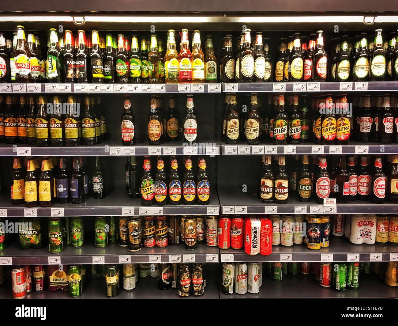 Beer bottles in shop in Warsaw, Poland Stock Photo - Alamy