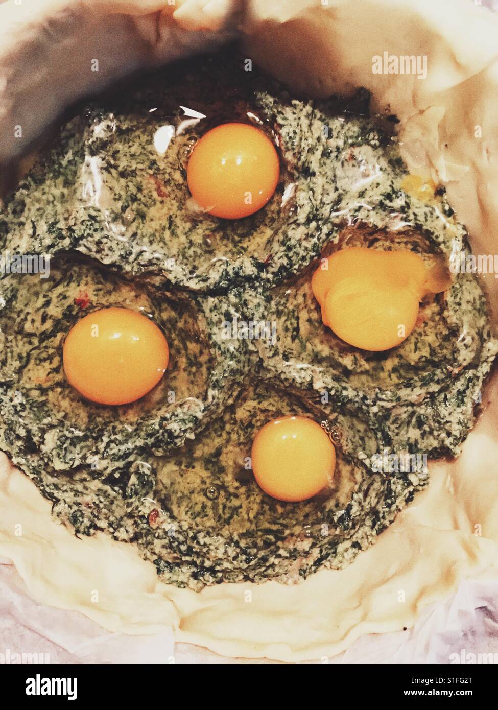 Preparing a pascualina tart - Smartphone Captured Stock Image