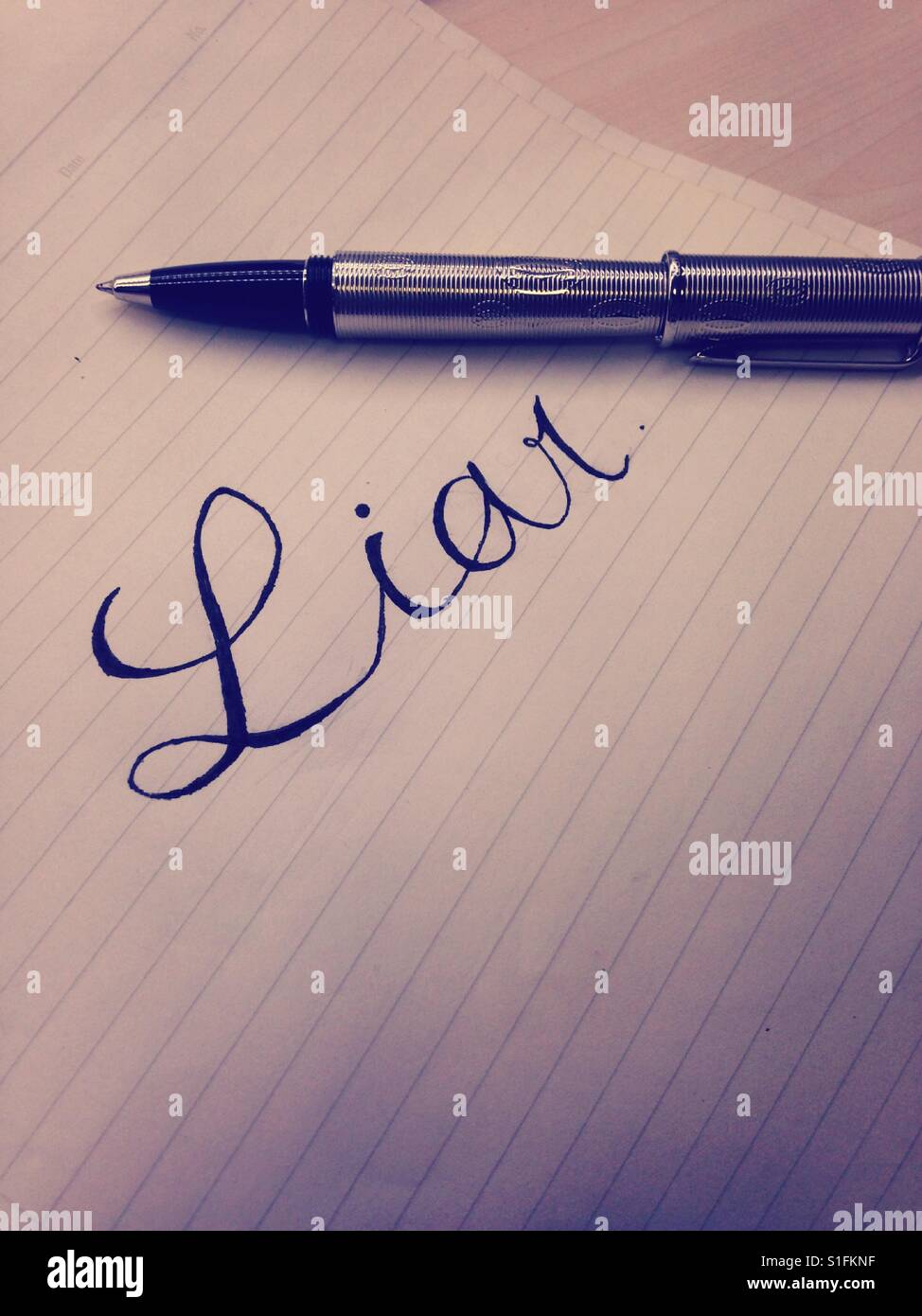 The word liar calligraphy Stock Photo