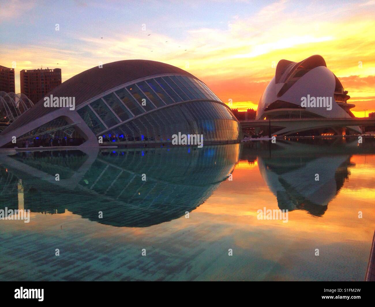 Looking towards the Opera House and iMax cinema in Valencia, Spain. - Smartphone Captured Stock Image