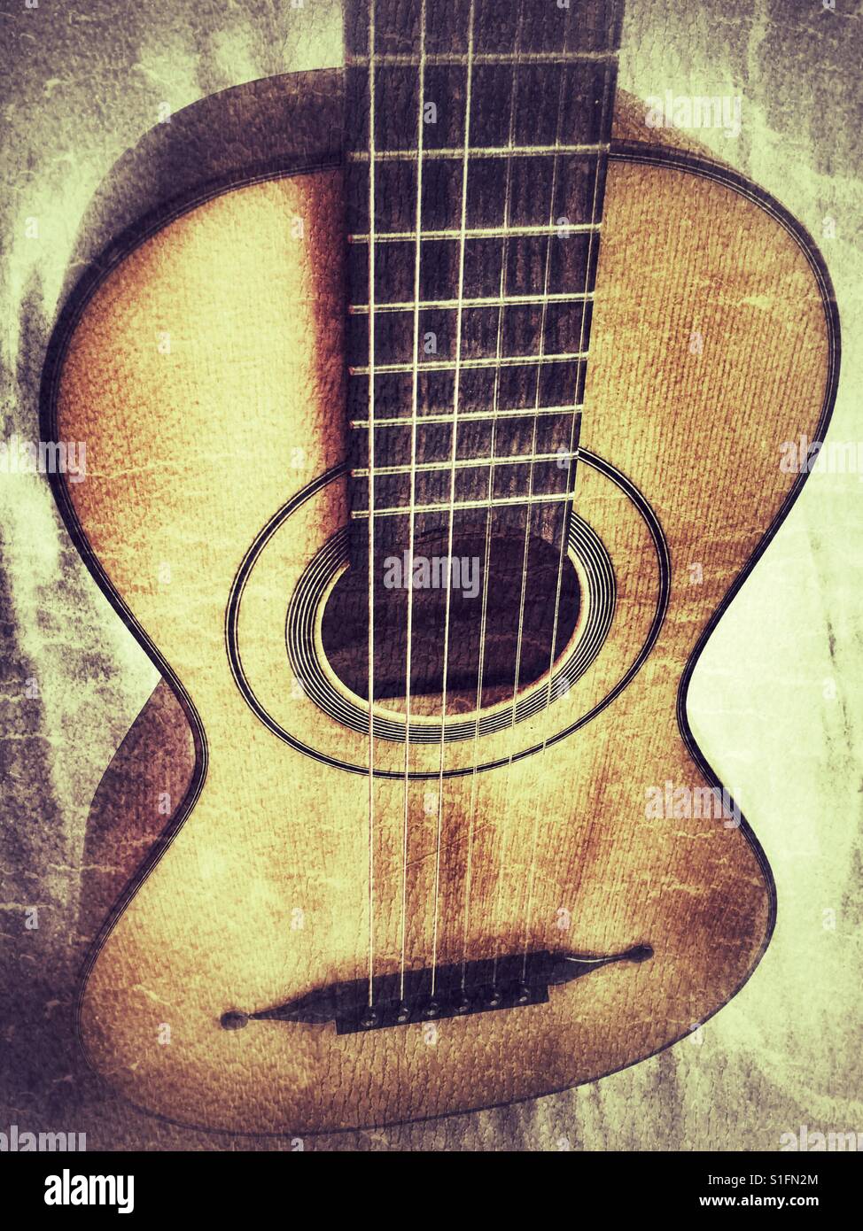 Modern replica of a Panoramic Fecit guitar - Smartphone Captured Stock Image