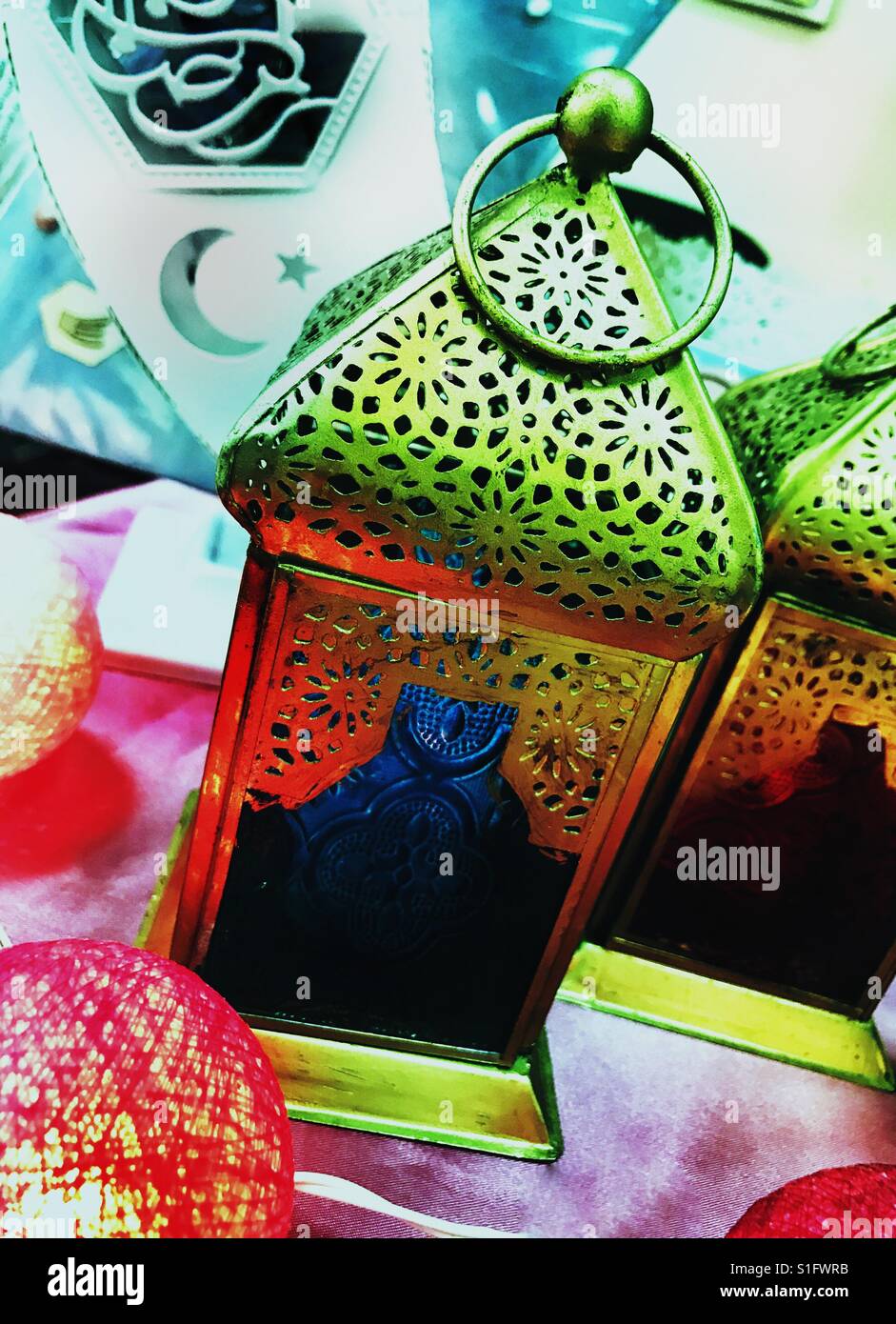 Traditional lantern originating in Egypt. Symbolise muslims fasting month Stock Photo