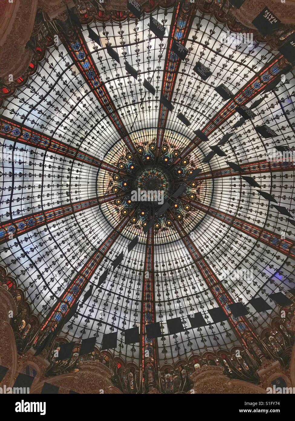 Lafayette Dome from inside - Paris France - Smartphone Captured Stock Image