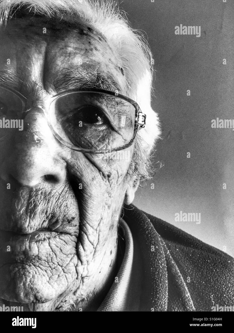 Old aged pensioner UK - Smartphone Captured Stock Image