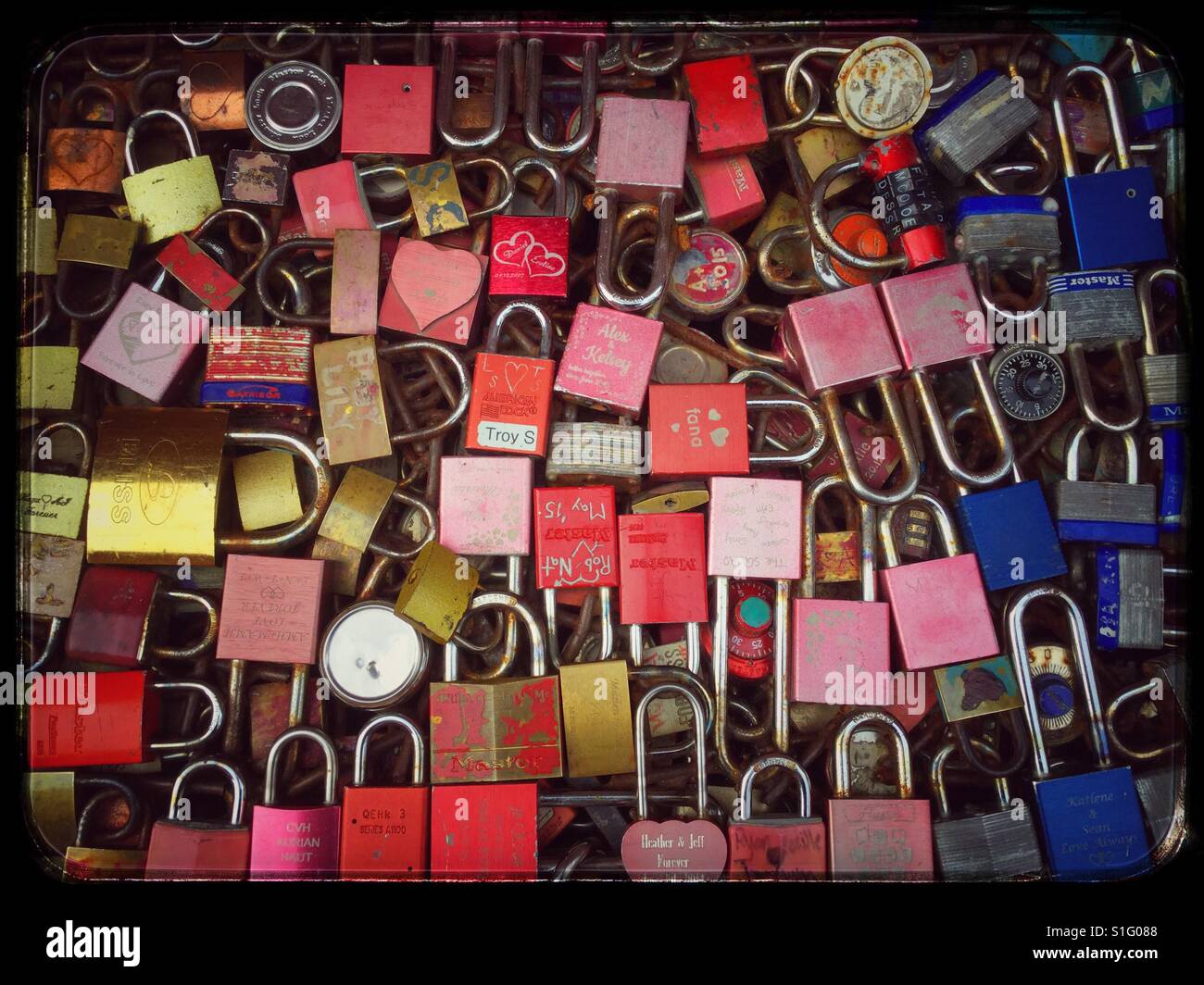 A bunch of love locks. - Smartphone Captured Stock Image