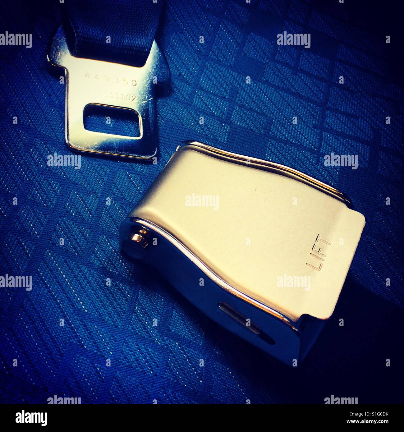 plane seat belt - Smartphone Captured Stock Image