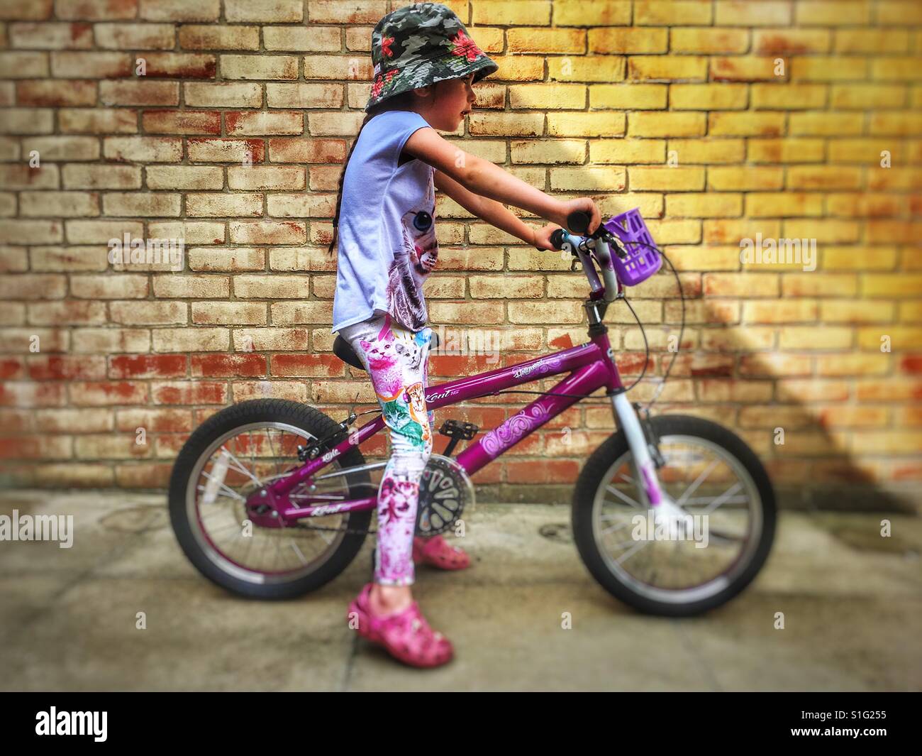 5-year old girl on bicycle - Smartphone Captured Stock Image