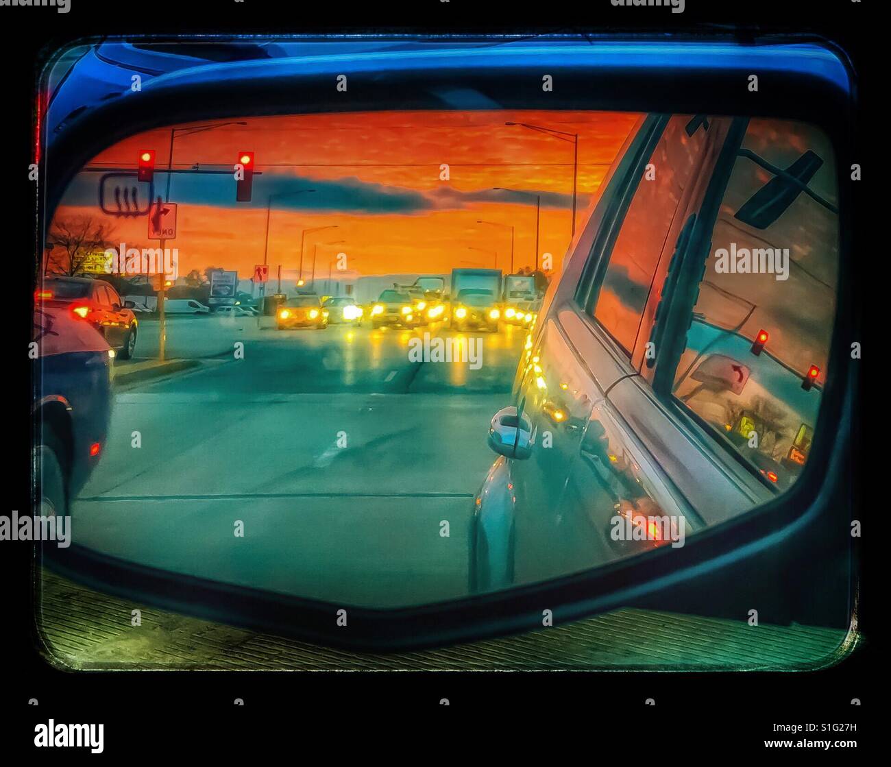 Rearview mirror sunset view hi-res stock photography and images - Alamy