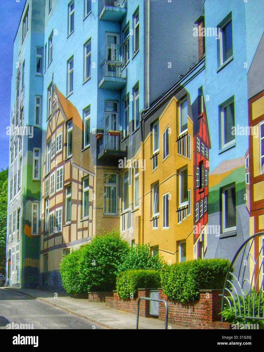 Painted apartment buildings in Hamburg, Germany Stock Photo Alamy