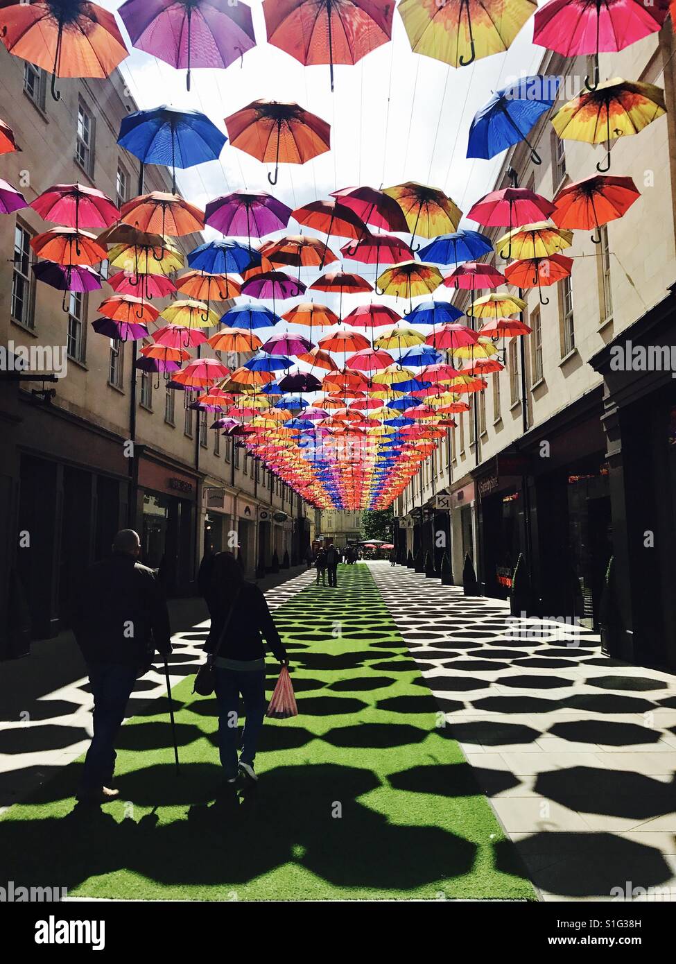 Chinese street umbrellas in Bath city centre Stock Photo Alamy