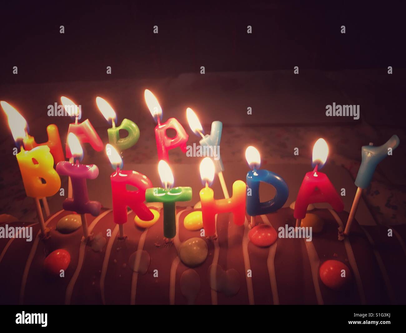 Happy birthday cake candles hi-res stock photography and images - Alamy