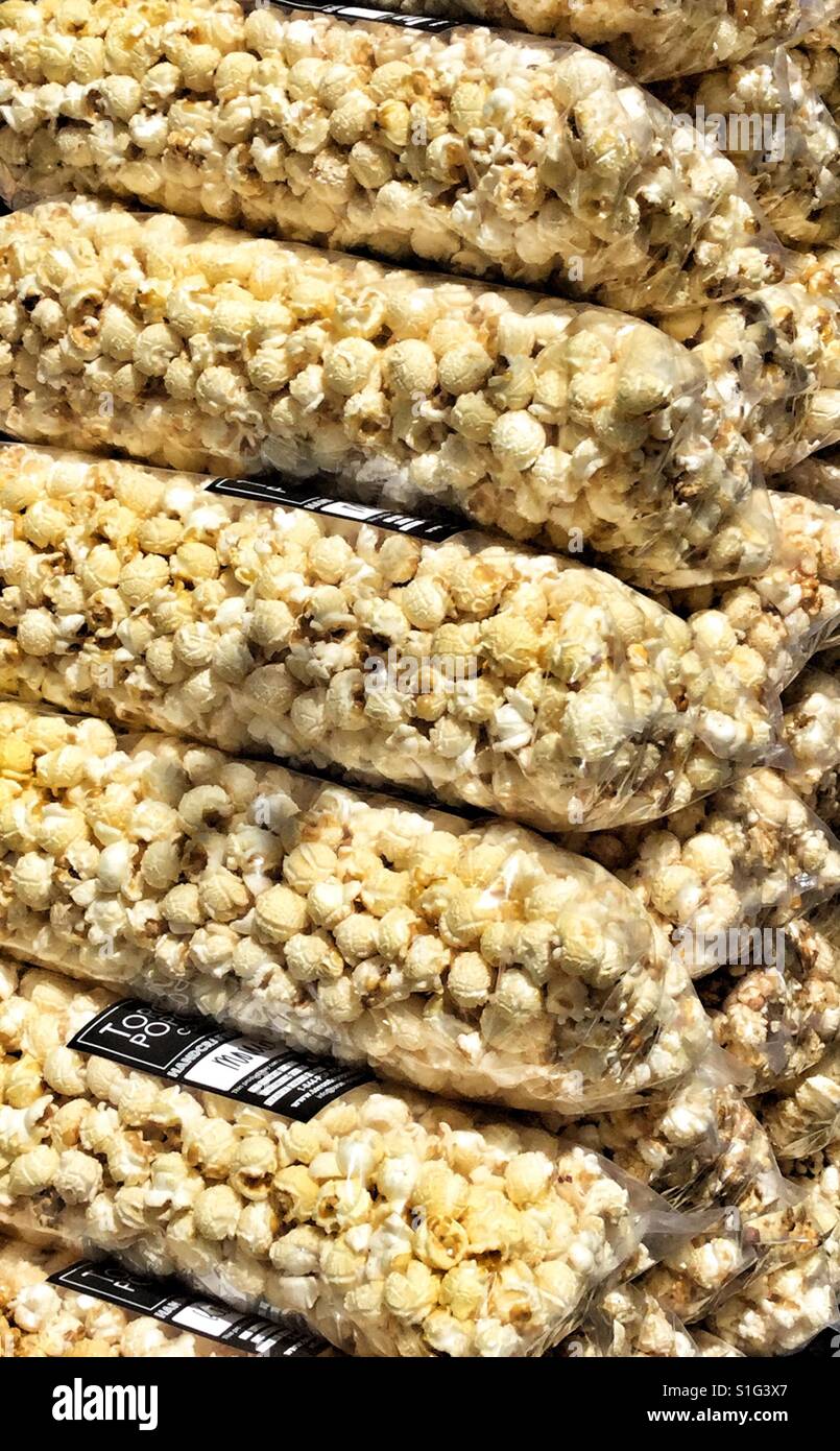 Bags of popcorn. Stock Photo