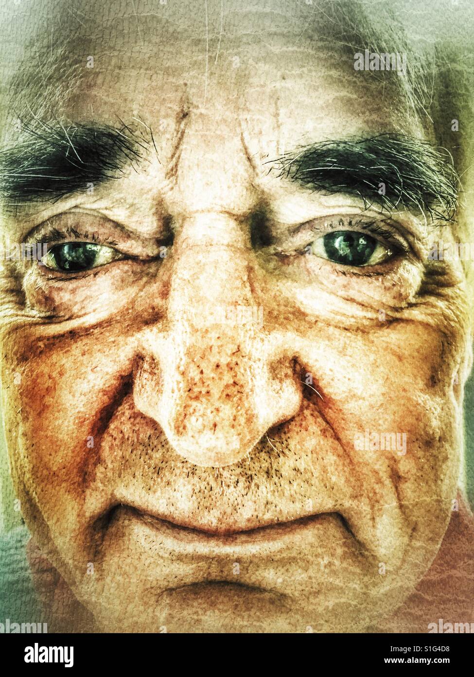 Senior man, portrait - Smartphone Captured Stock Image