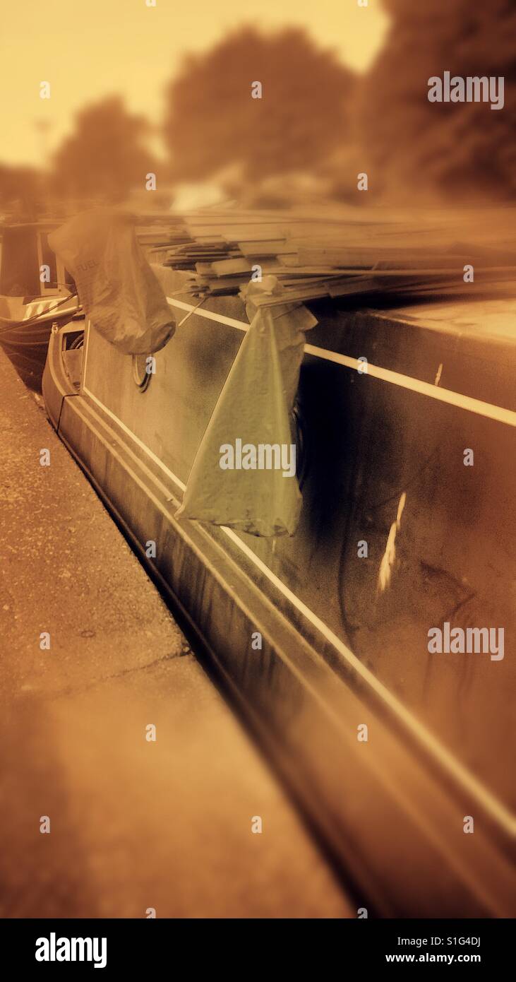 Vintage barge life with firewood - Smartphone Captured Stock Image