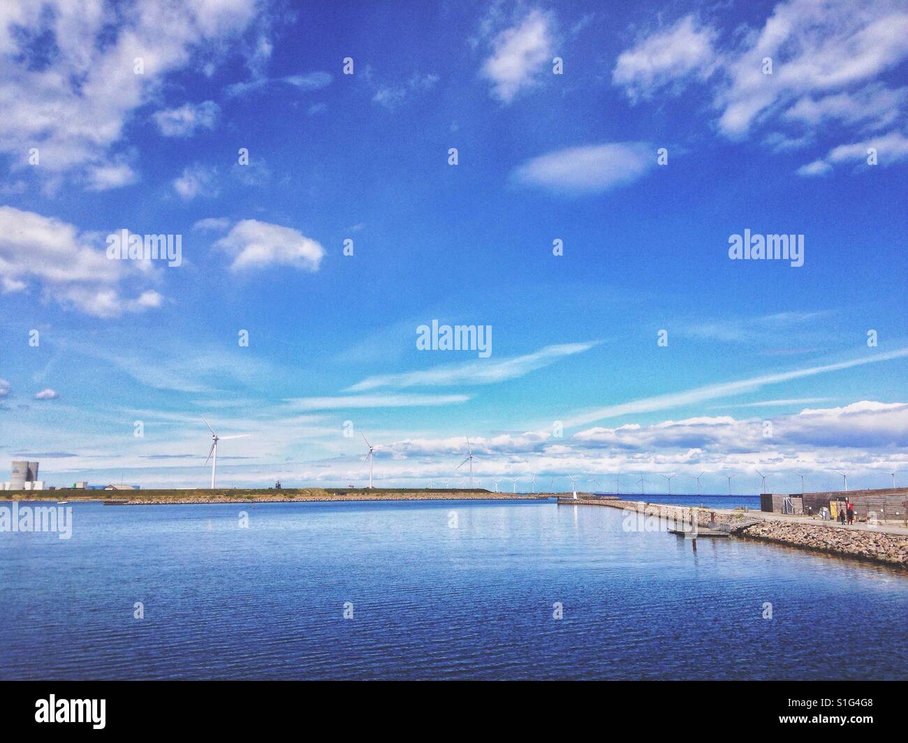 Seascape with wind turbines - Smartphone Captured Stock Image