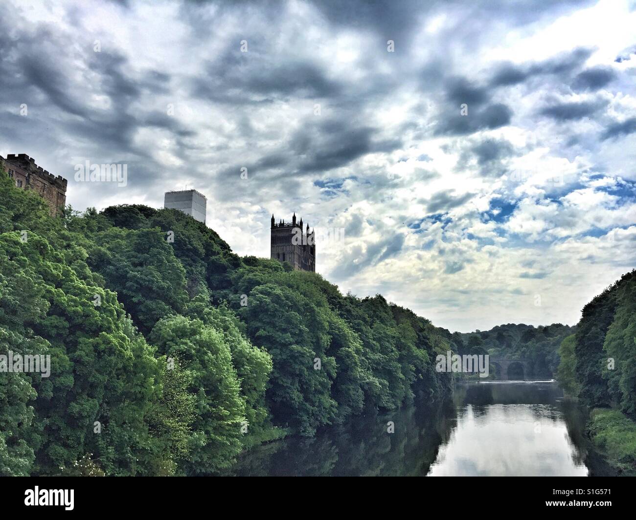 River wear and Durham cathedral, County Durham, England, UK - Smartphone Captured Stock Image