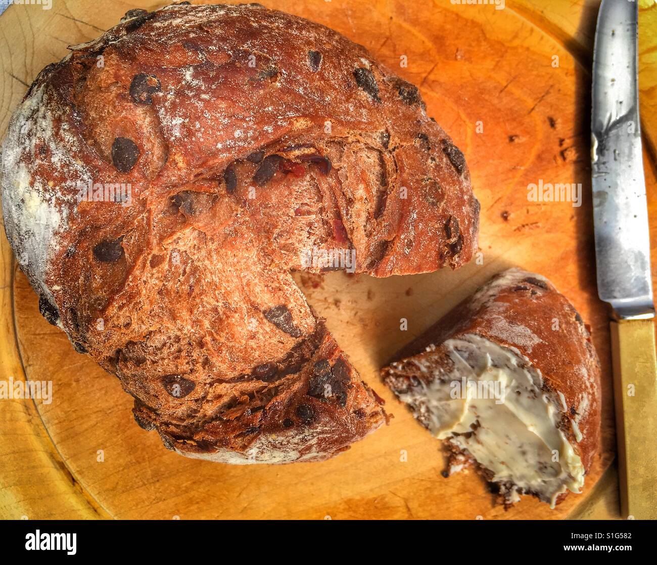 Cherry and chocolate bread - Smartphone Captured Stock Image