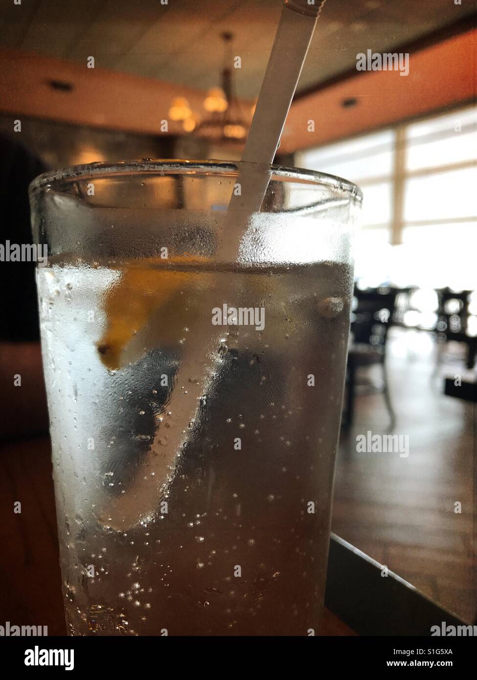 Sparkling water and ice with lemon Refreshing Stock Photo Alamy