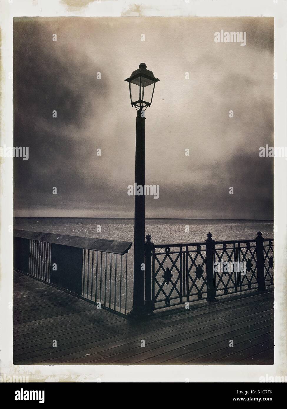 Lamppost  by the sea in Hastings England - Smartphone Captured Stock Image