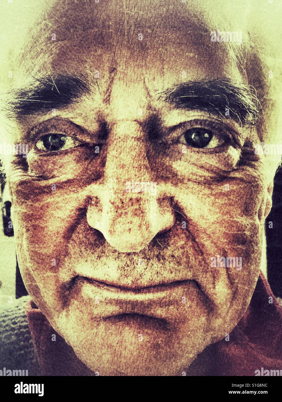 Senior man, portrait - Smartphone Captured Stock Image