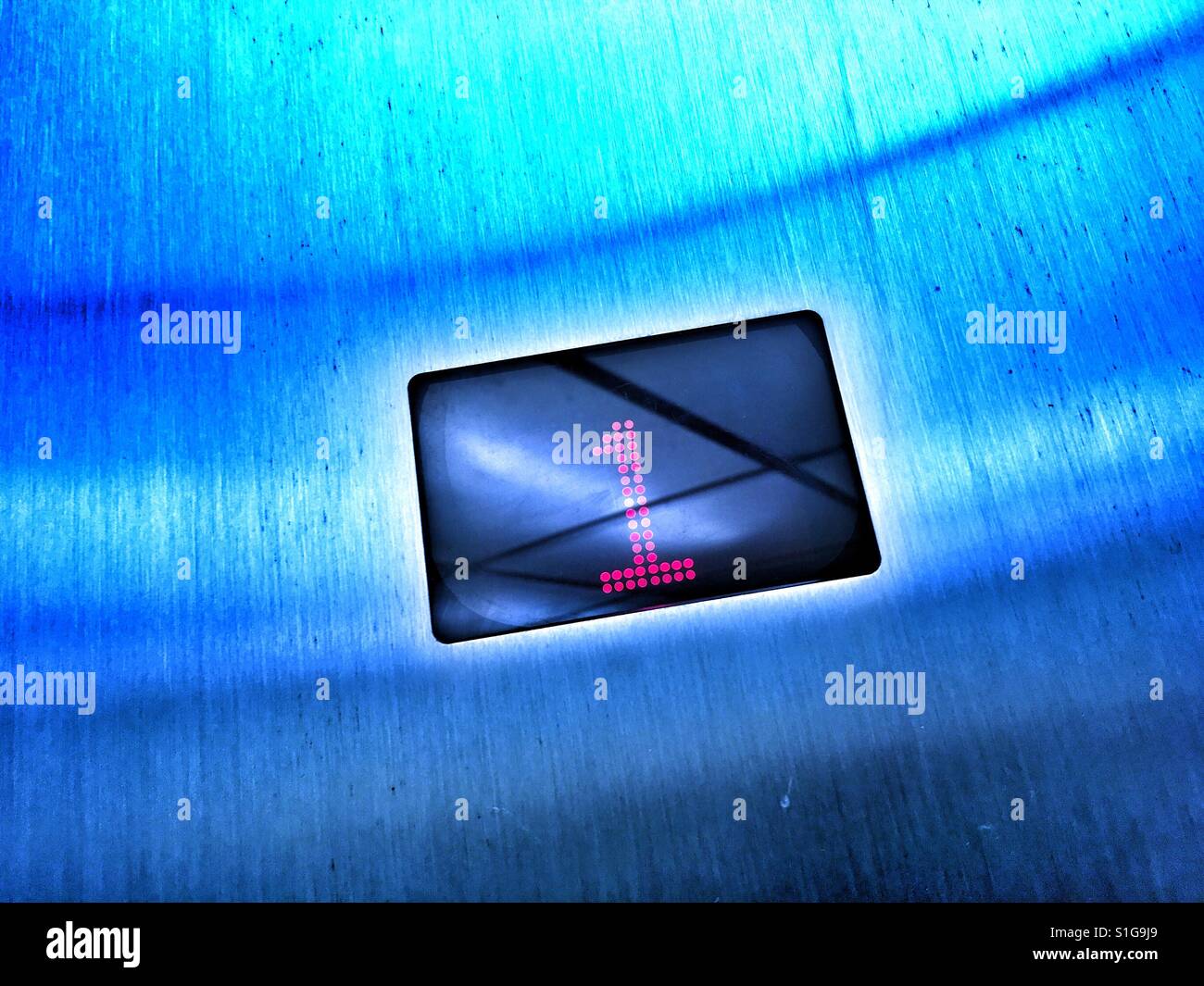 First floor indicator inside an elevator. - Smartphone Captured Stock Image