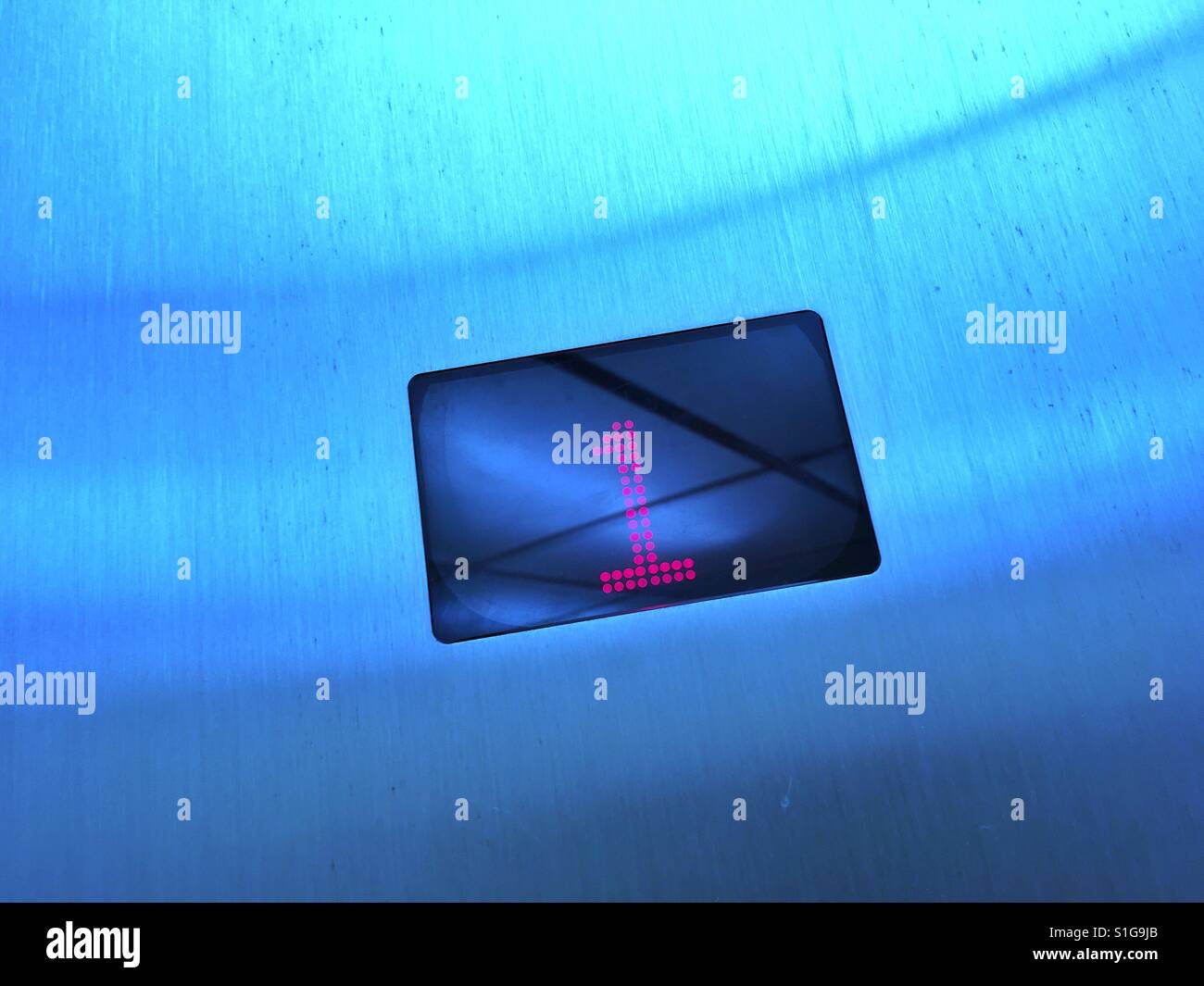 First floor indicator inside an elevator. - Smartphone Captured Stock Image