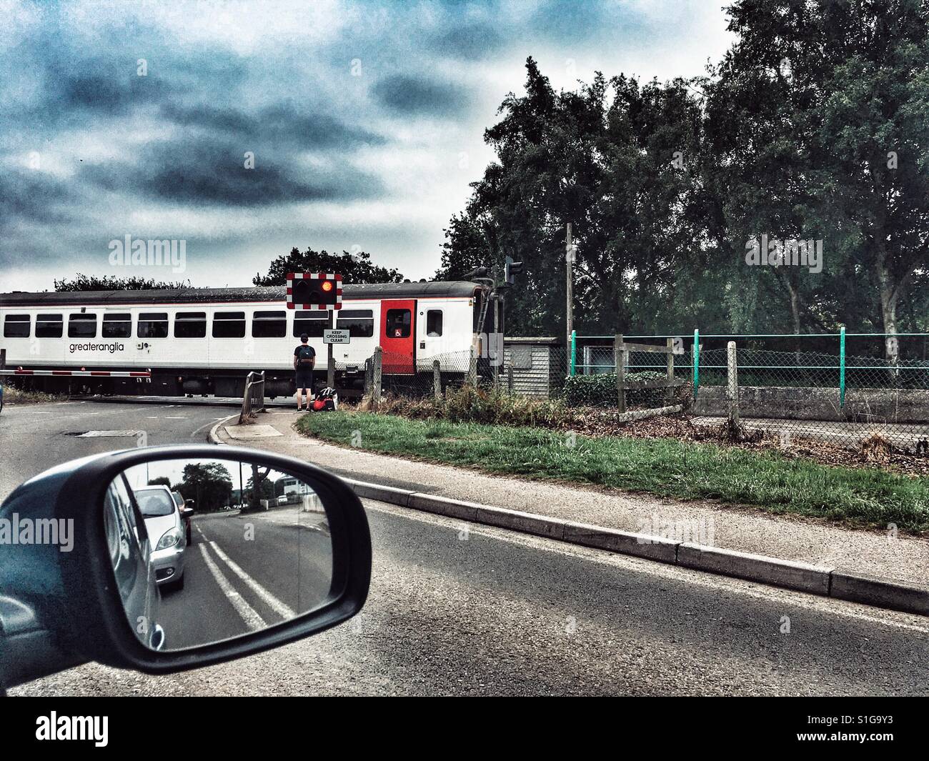 Railway level crossing Melton Suffolk UK - Smartphone Captured Stock Image