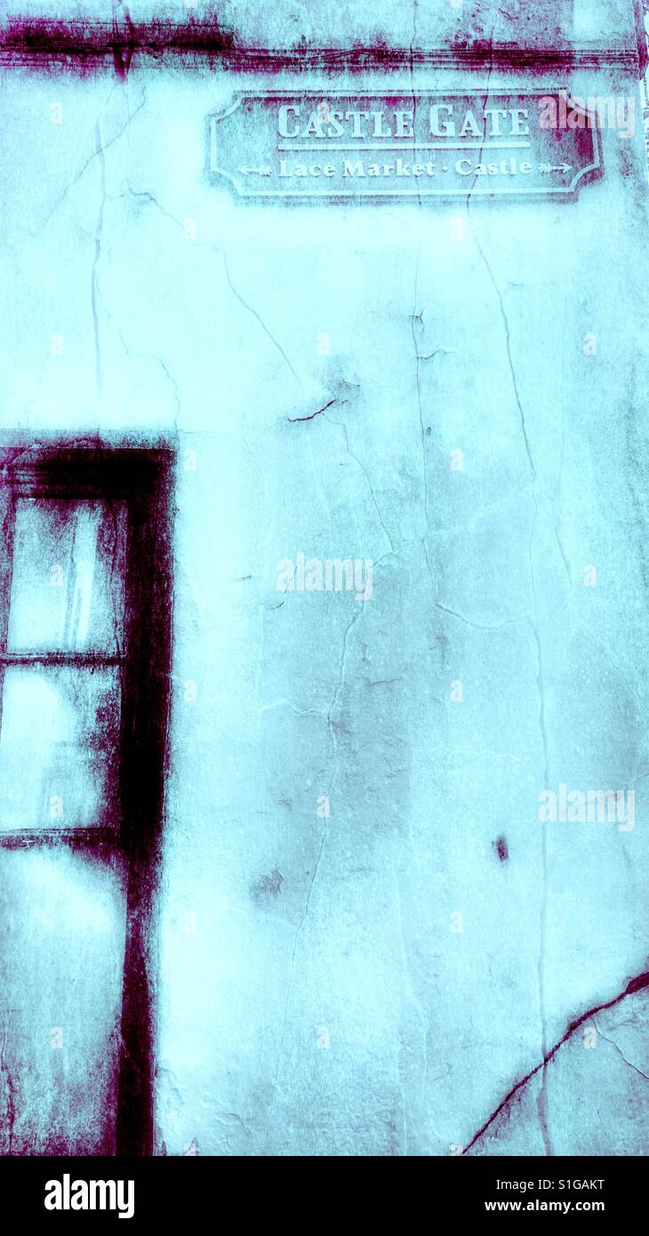 Sign on old house, castle gate, Nottingham, Nottinghamshire, East Midlands, England - Smartphone Captured Stock Image