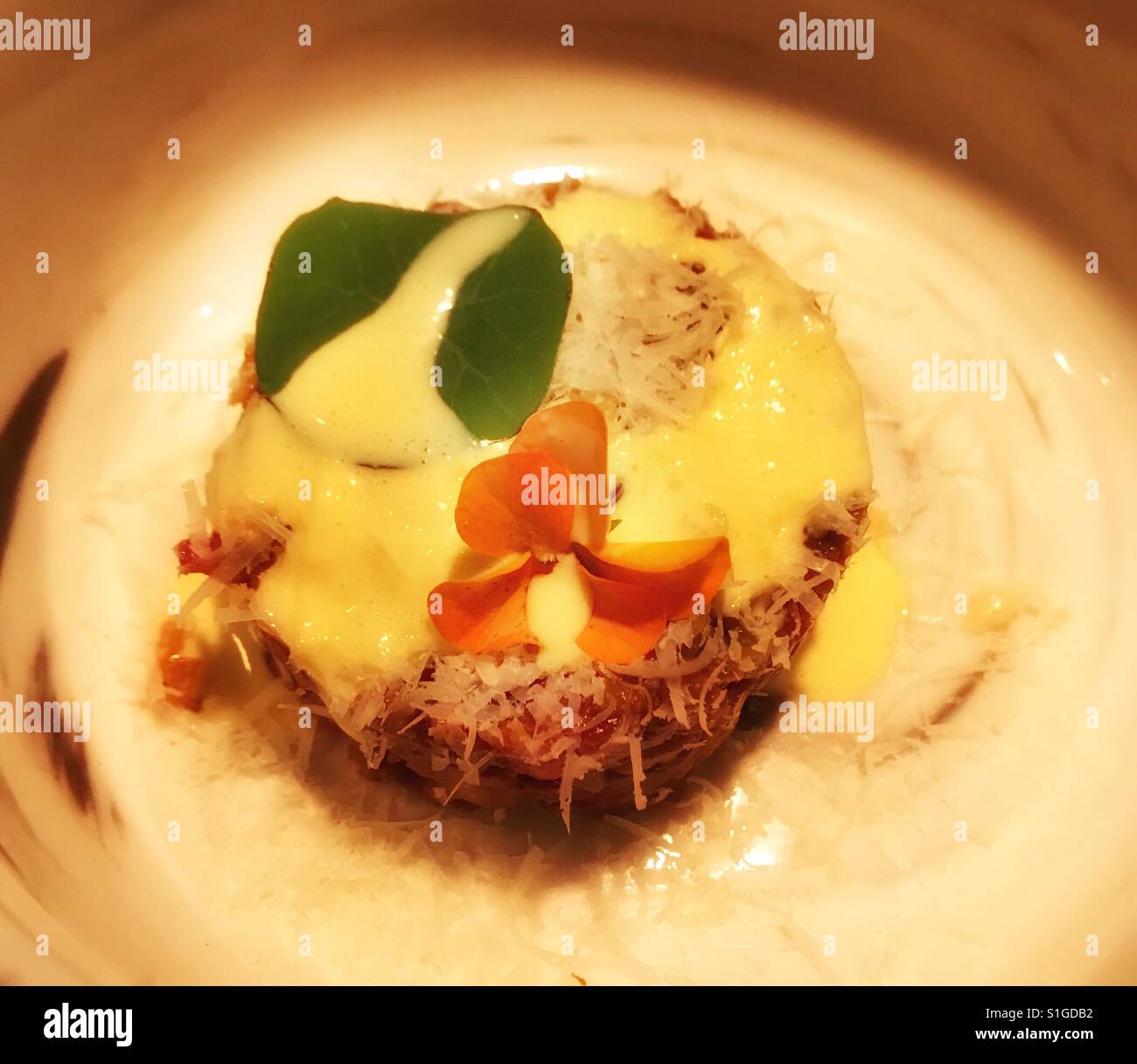 Wagyu steak tartar with fried eggs sauce Stock Photo Alamy