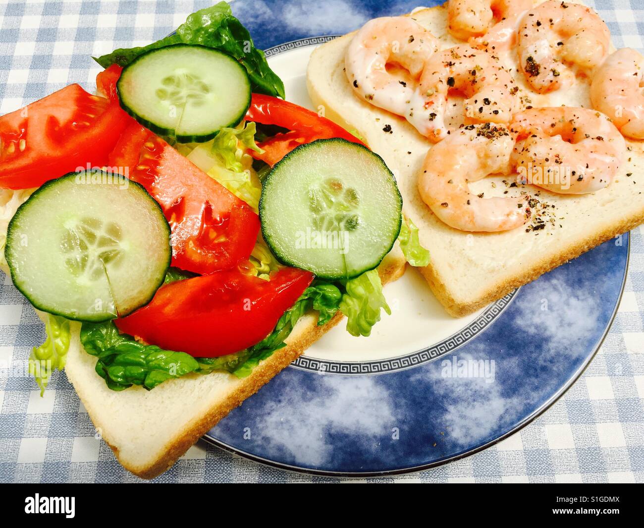 King prawns and salad sandwich - Smartphone Captured Stock Image