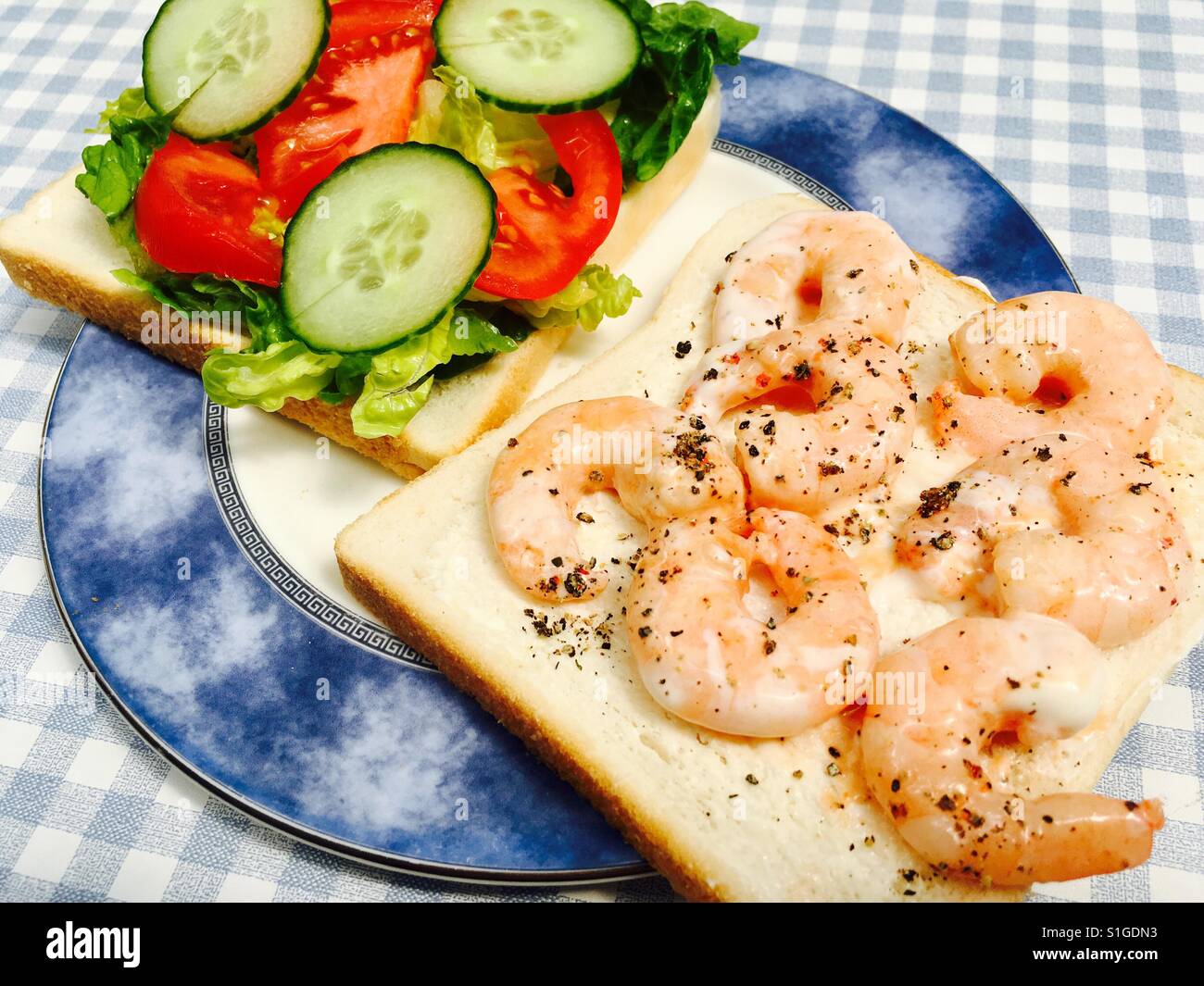 King prawn and salad sandwich - Smartphone Captured Stock Image