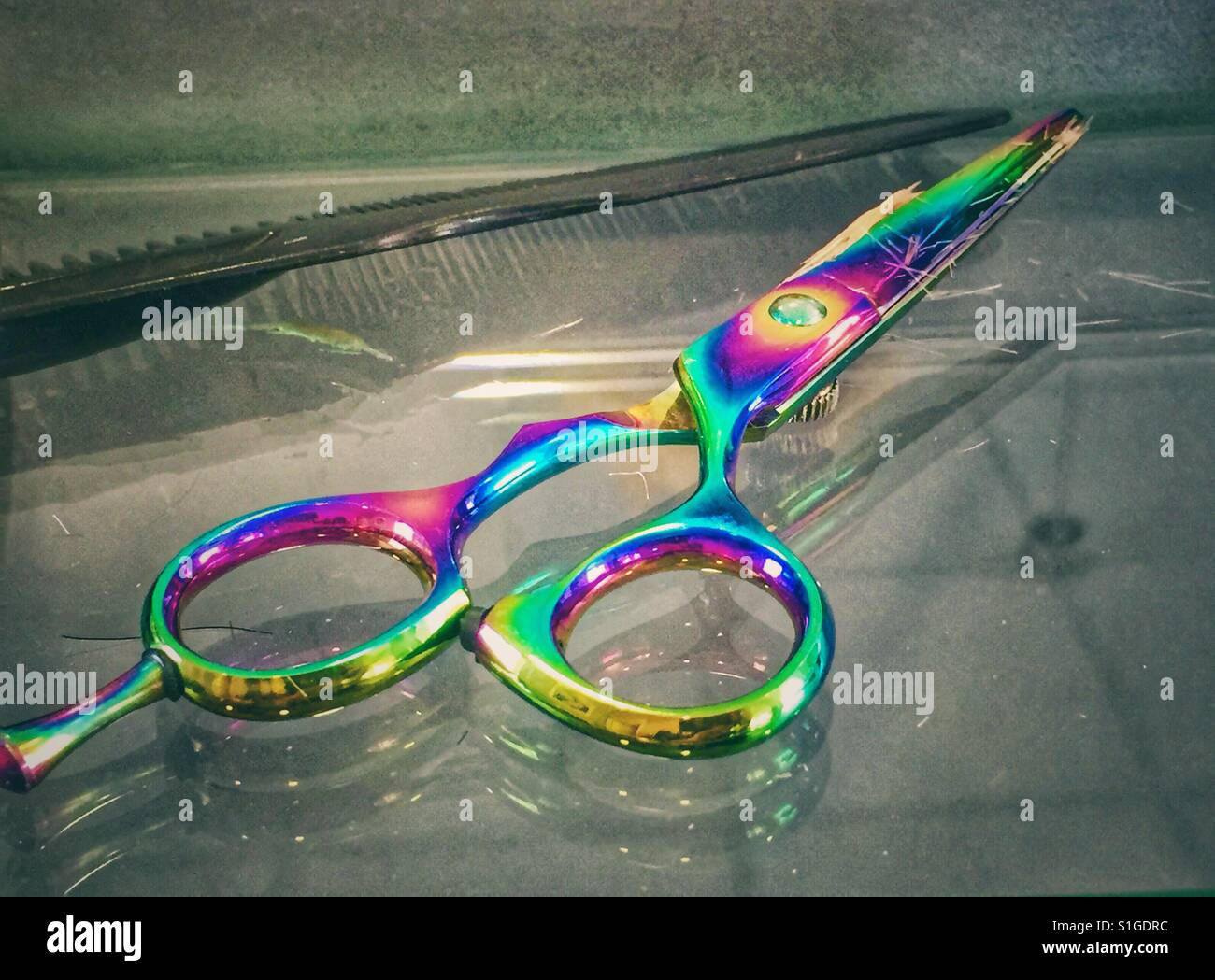 Hairdressers funky scissors Stock Photo Alamy