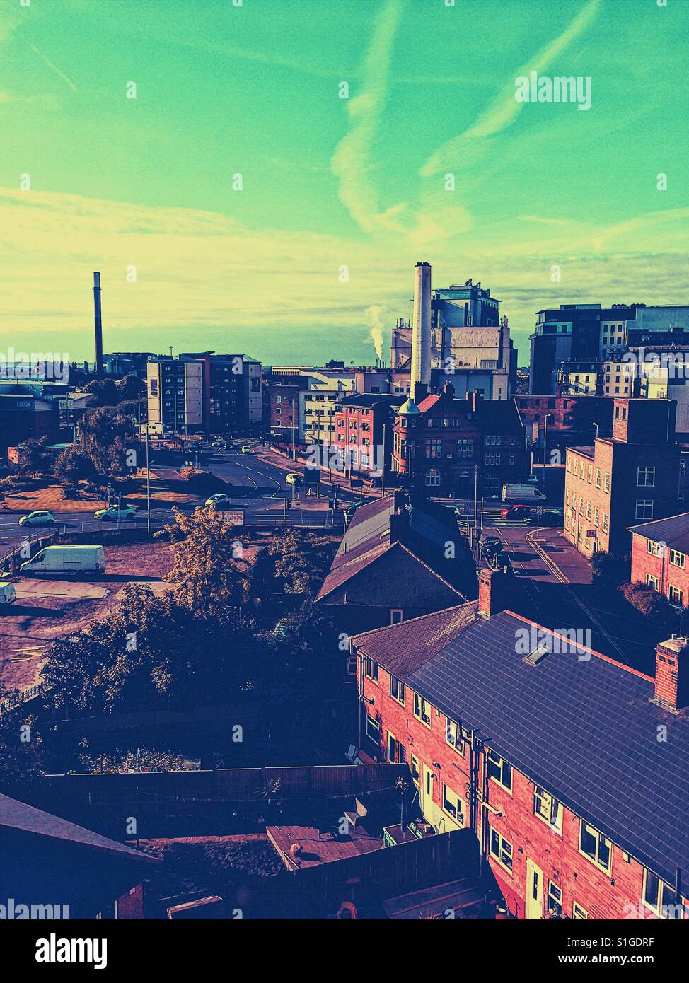 Urban landscape with chimney - Smartphone Captured Stock Image