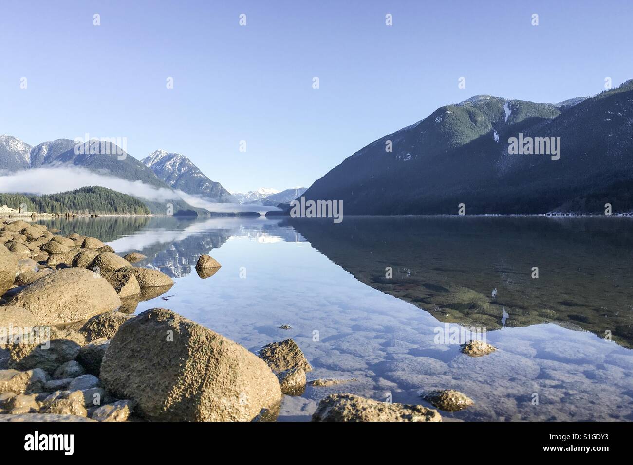 Tranquil waters at Alouette Lake, British Columbia, Canada Stock Photo