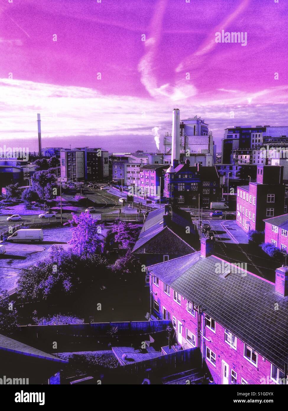 Urban chimney cityscape fantasy - Smartphone Captured Stock Image