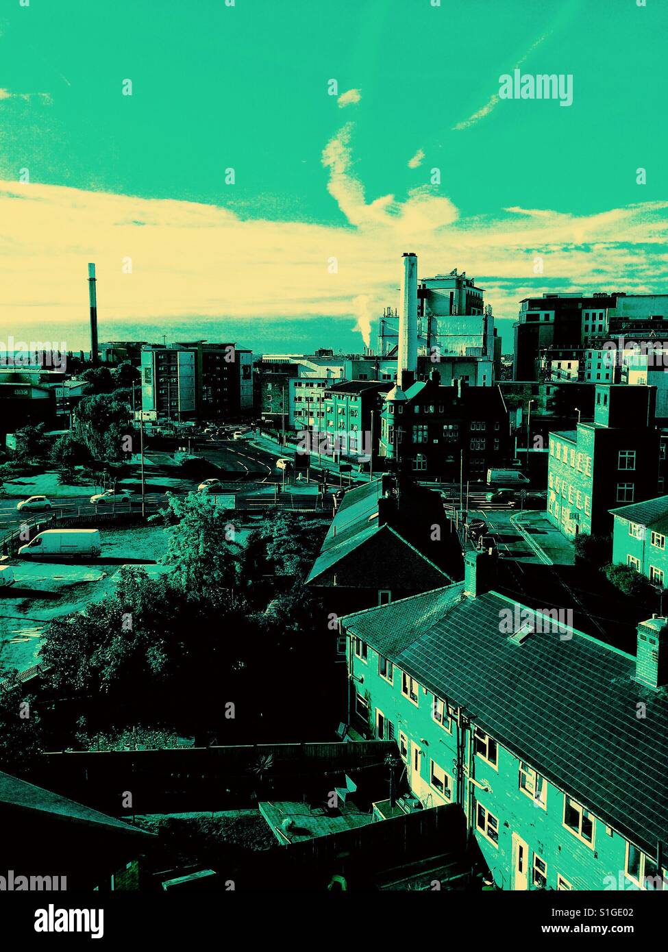 Urban chimney cityscape - Smartphone Captured Stock Image
