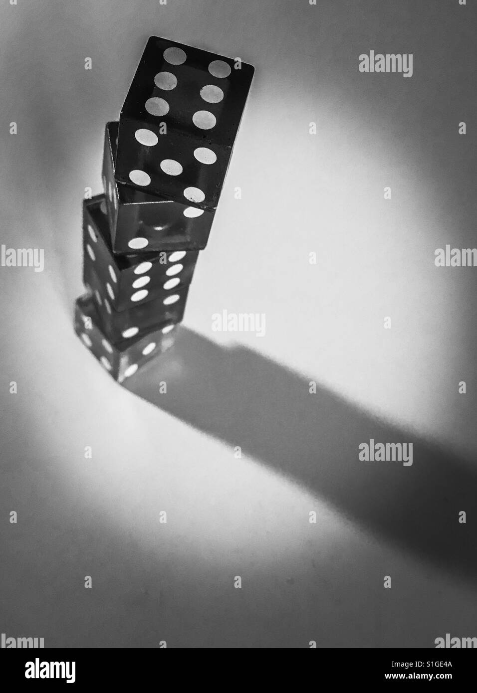 Black and white tower of dice - Smartphone Captured Stock Image