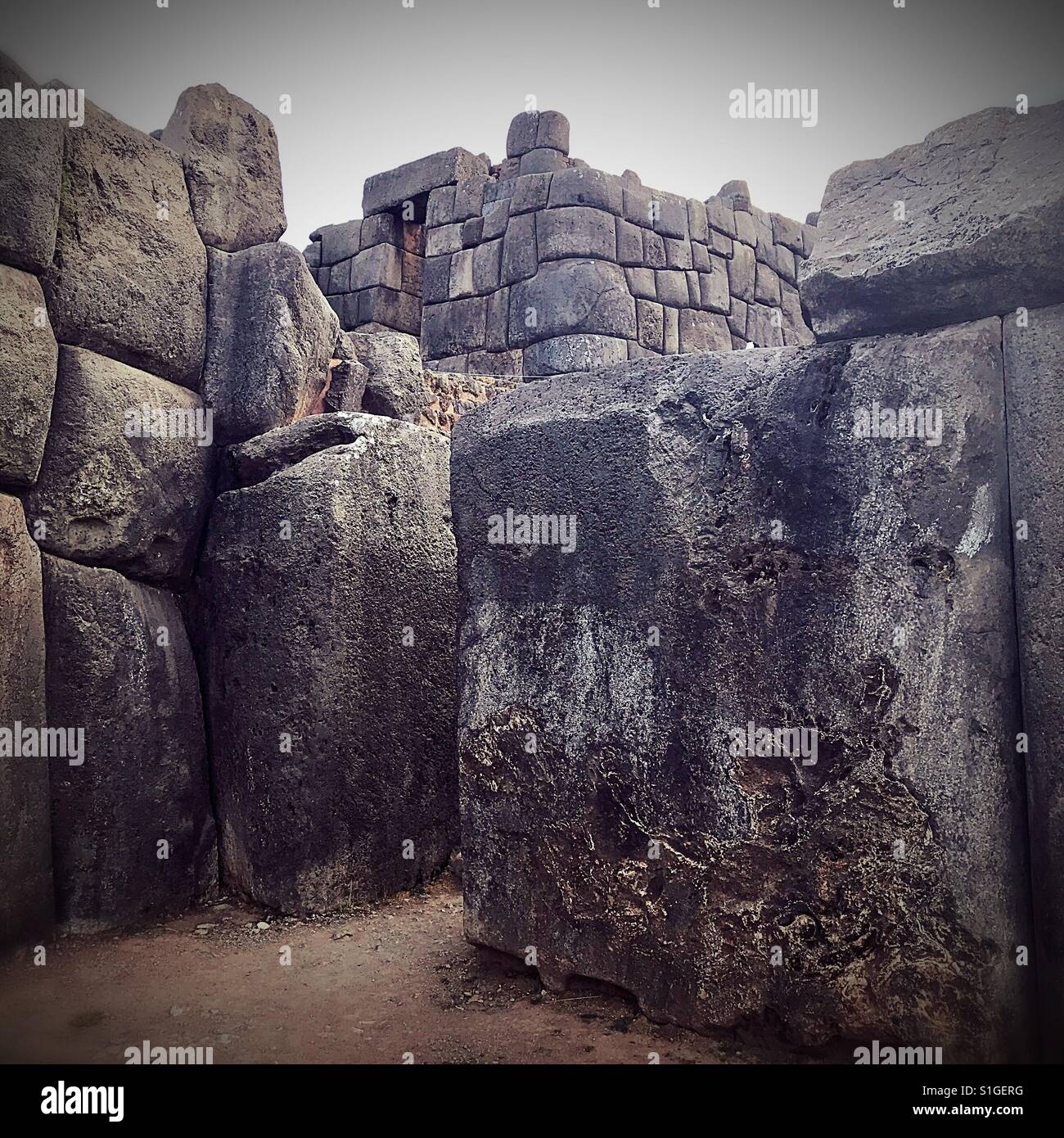 Incan stonework at Sacsayhuaman Stock Photo