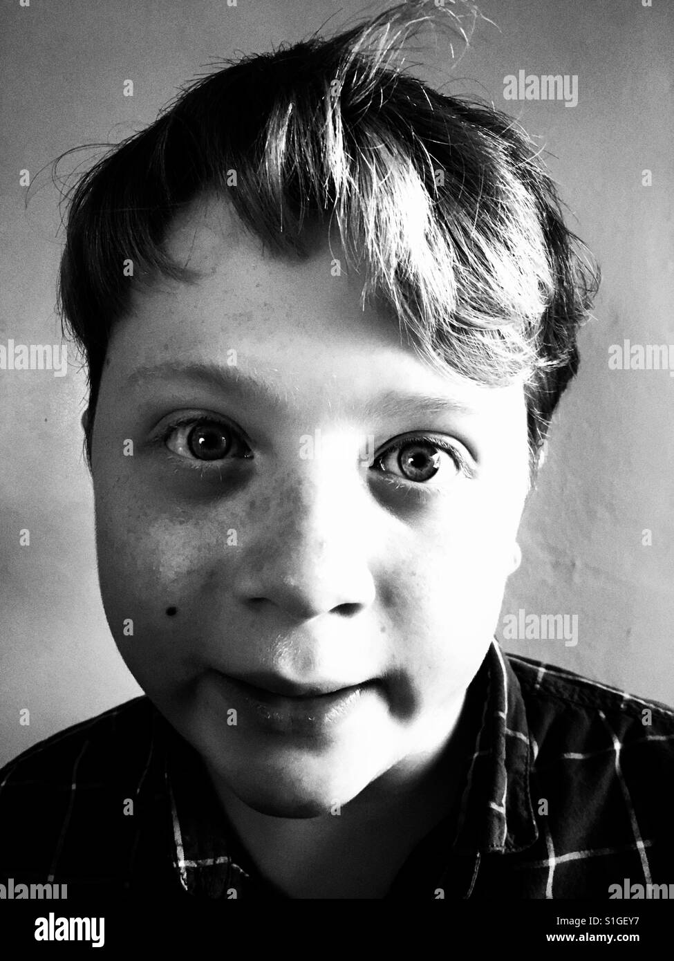 11-year British boy - Smartphone Captured Stock Image