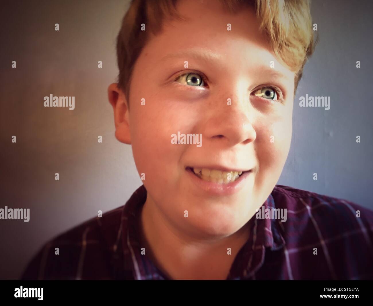 11-year old boy - Smartphone Captured Stock Image