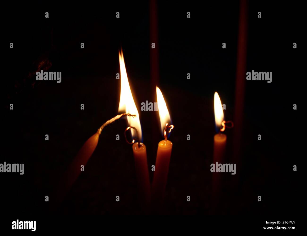 Santorini Church Candles Stock Photo Alamy