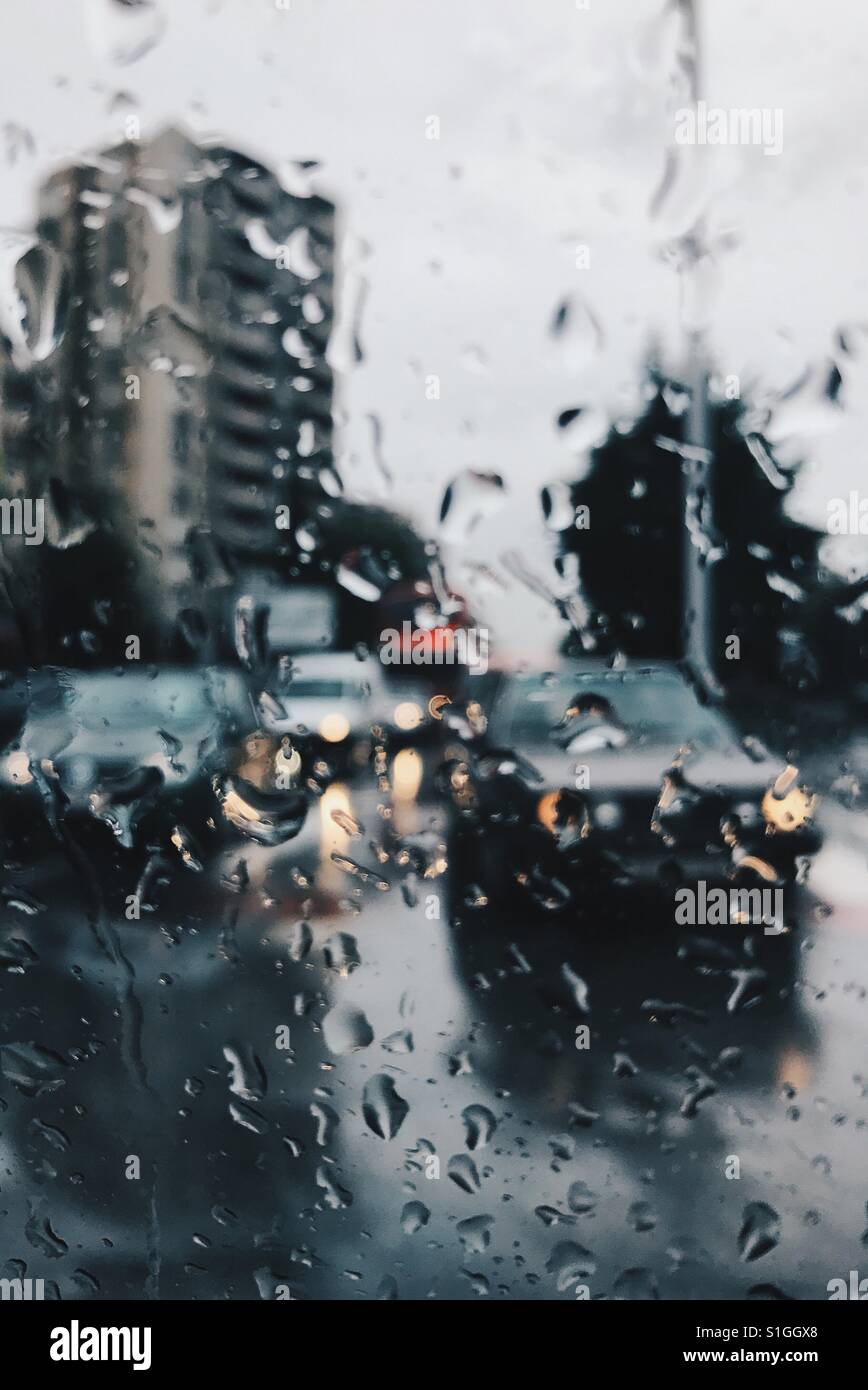 Rain drops on car window Stock Photo Alamy